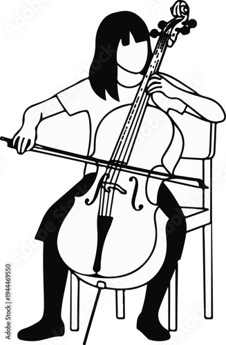 Person playing a cello while sitting on a chair