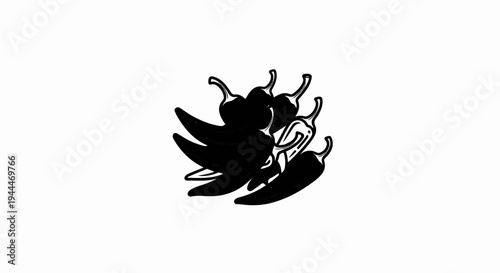 A cluster of stylized, hand-drawn chili peppers in black and white