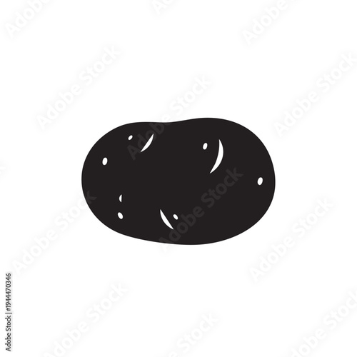 Potato vector black icon isolated on white background, fresh tuber vegetable healthy food ingredient, raw organic vegetarian plant element for culinary use, simple silhouette art illustration
