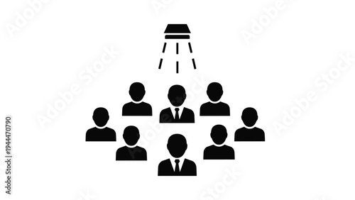 Professional team spotlight focusing on key talent, leadership, or special recognition within a corporate group of employees.