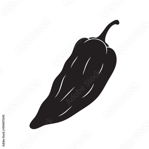 Jalapeno pepper silhouette vector illustration of spicy chili pepper isolated on white background representing hot condiment for mexican cuisine cooking and spicy food flavor in clean graphic style