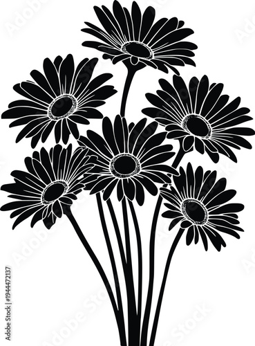 Silhouette of a sleek and strong pony standing calmly against a plain background