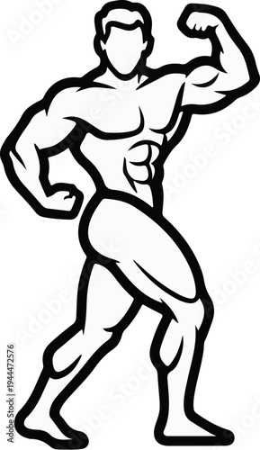 Muscular male silhouette posing, flexed arms and sculpted physique