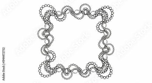 Ornate frame of layered, glistening pearls and oval gems