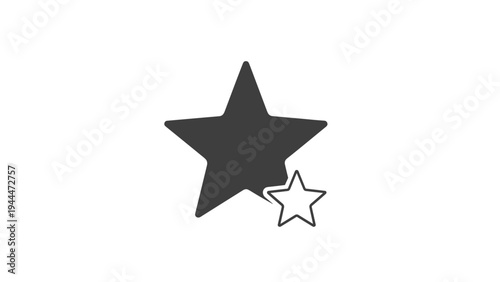 Success rating and favorite icons showing a large filled star and a smaller outline star to represent excellence and quality ranking.