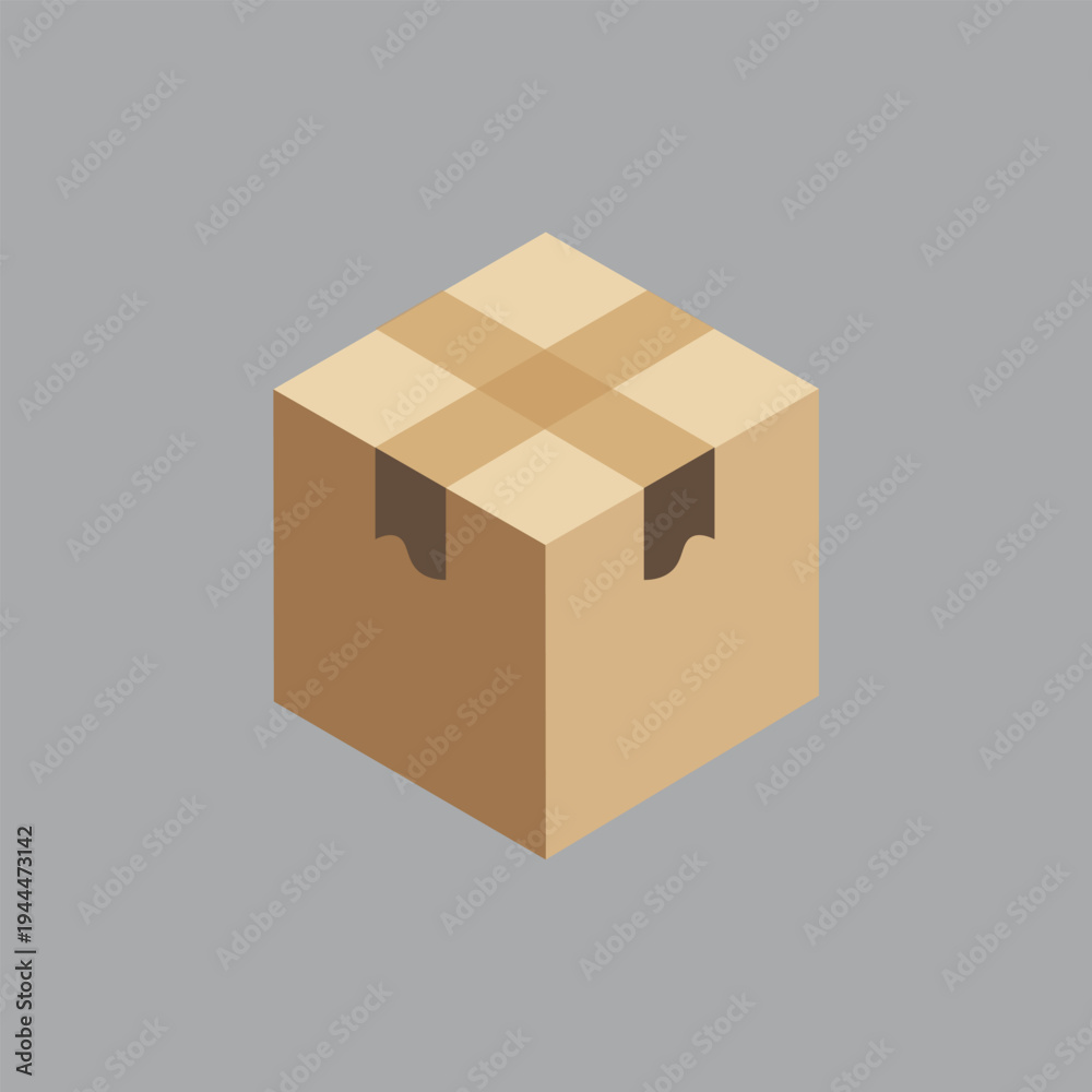 Obraz premium Isometric cardboard box package delivery icon