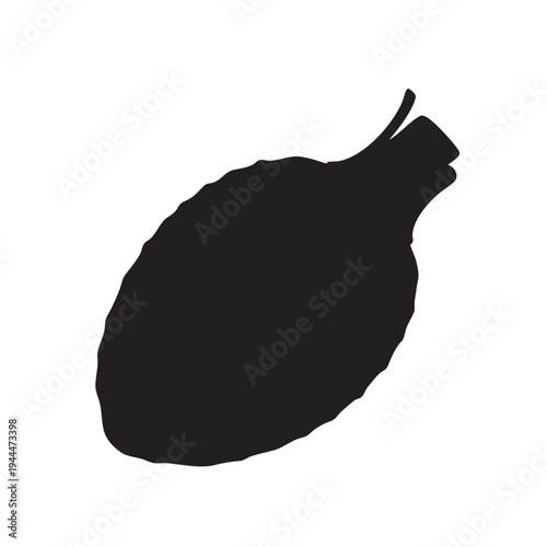 Black silhouette of an avocado half, showing seed outline and smooth peel texture, isolated on white background vector for healthy fats or culinary ingredient concept