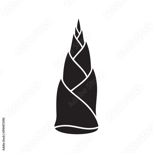 Bamboo shoot silhouette isolated on white background symbol of asian cuisine and natural growth ideal for exotic food marketing and healthy lifestyle themes professional botanical vector graphics