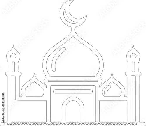 Islamic Crescent Moon Mosque Illustration Ramadan Symbol