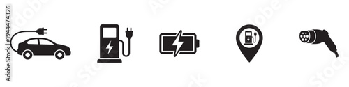 Car charging point icon. Electric plug symbol. Electricity sign. Electric car icon.