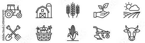 Farming icon set. Farm icon. Farm agriculture theme simple vector icon logo design set bundle illustration. Vector Illustration.