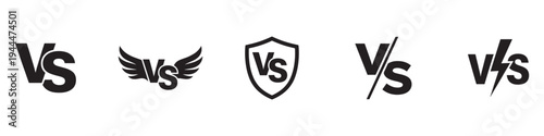 Versus icons set. VS letters set. Battle icons. Set of versus logo letters. VS or versus symbol design template for sports, fight, competition, battle, match, game.