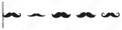 Moustache vector icon set. Whisker icons. Vector Illustration. 