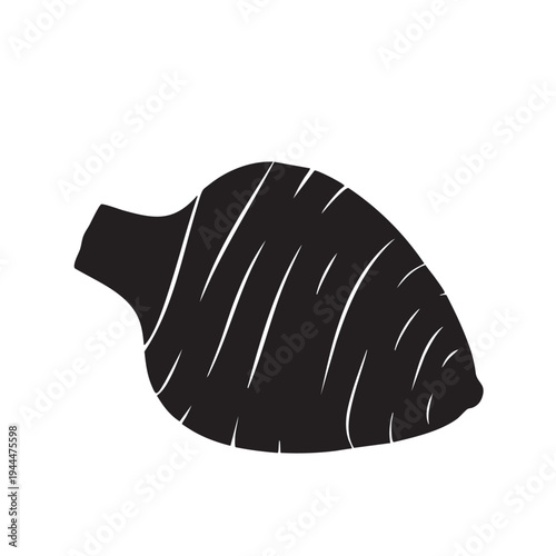 Taro root silhouette vector illustration isolated on white background starchy vegetable for cooking healthy food nutrition ingredient culinary food graphic design element for healthy eating