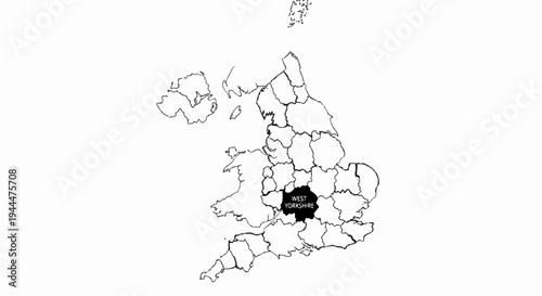 Outline map of Great Britain with West Yorkshire highlighted