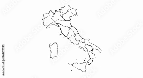 Outline map of Italy with its administrative regions