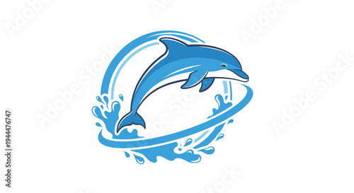 Dolphin jumps out of ocean waves in a dynamic aquatic scene with water splashing around it.