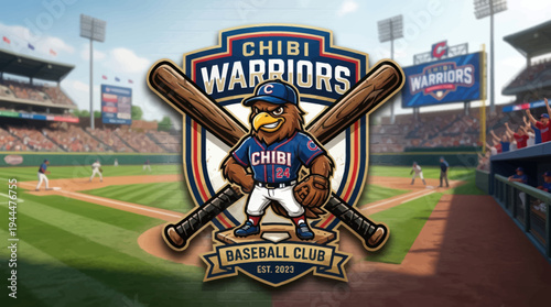 Chibi Warriors Baseball Club Mascot Logo Design.