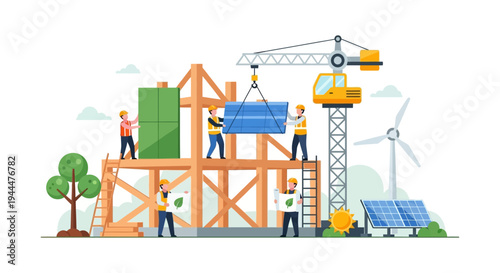 Sustainable Green Building Construction with Renewable Energy and Eco-Friendly Design