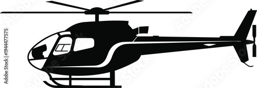 Black helicopter silhouette with white accents aircraft