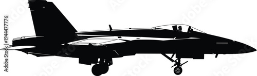 Black silhouette of a fighter jet aircraft white background 1