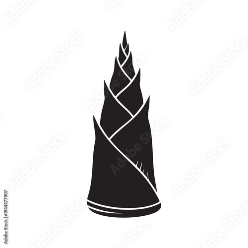Bamboo shoot silhouette vector illustration of asian culinary ingredient isolated on white background minimalist sprout graphic for restaurant branding healthy food icon organic vegetable art design