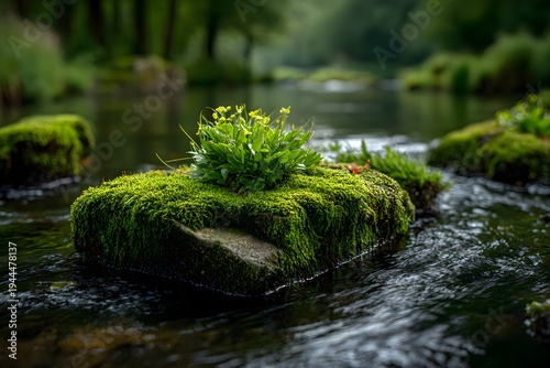Lush Greenery by Serene Stream