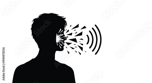 Man Ear Infection with Water Liquid Flow Vector Illustration