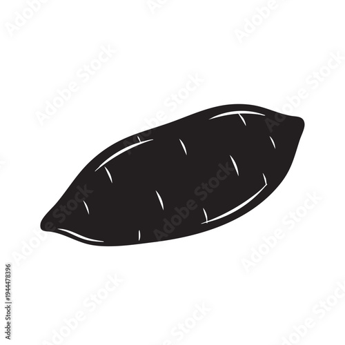 Sweet potato vector icon silhouette black vegetable sign natural healthy vegetarian organic food outline graphic element illustration fresh root crop isolated on white background