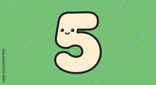 Cute Cartoon Number Five