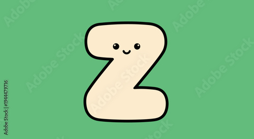 Cute Cartoon Letter Z with Smiling Face