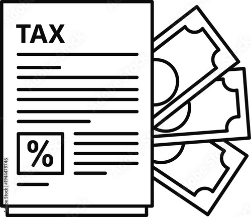 Tax document with money silhouette on white background finance payment