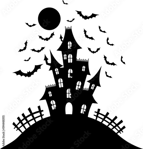Spooky haunted house silhouette vector illustration