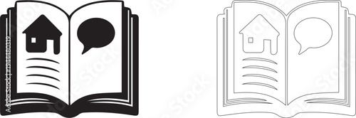 Children's educational picture book. Preschool reading vector icon.