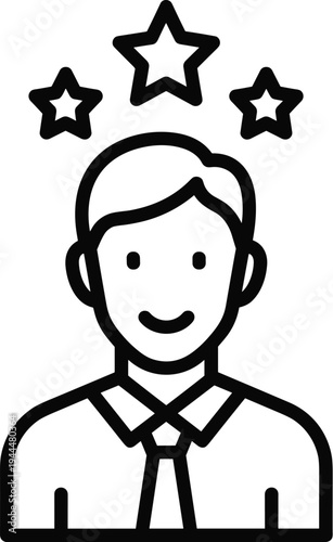 Man with Stars Silhouette on White Background person success