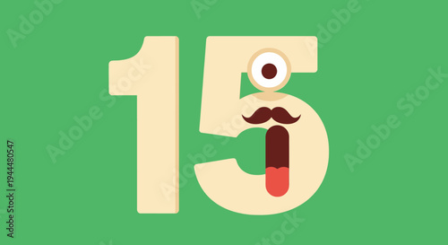 Whimsical Cartoon Number Fifteen