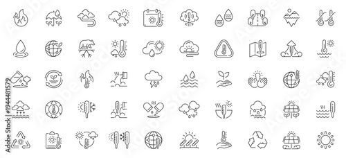Biosystem icons set. line, editable line icons for environment and climate concepts