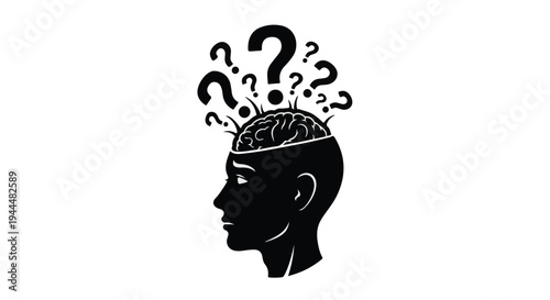 Confusion Concept Man with Question Marks Above Head Vector