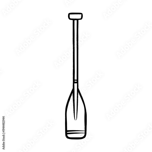 Hand drawn illustration of a canoe paddle on a white background