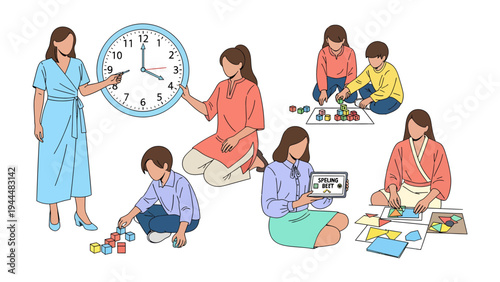 Quality Time: Mothers engage in various activities with children, fostering connection and learning, and emphasizing the importance of family moments.