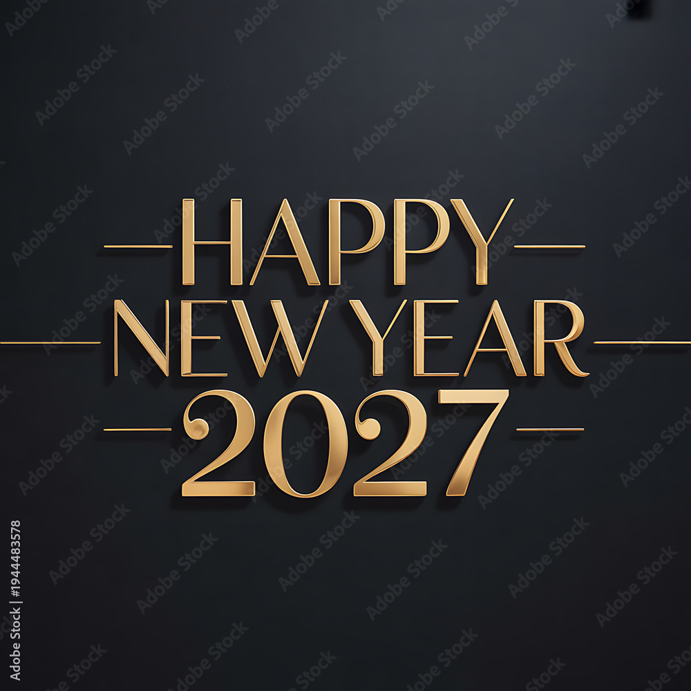Obraz premium Elegant golden three dimensional typography announces the celebratory arrival of the brand new year twenty twenty seven