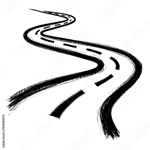 Abstract winding road with brushstroke texture, symbolizing journey and progress
