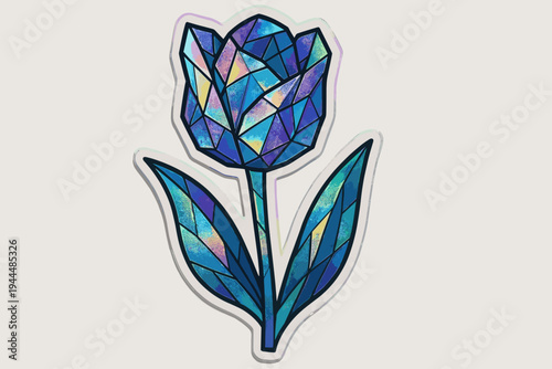 Colorful geometric flower illustration on a light background with copy space