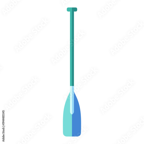 Simple flat design of a teal and blue canoe paddle on a white background