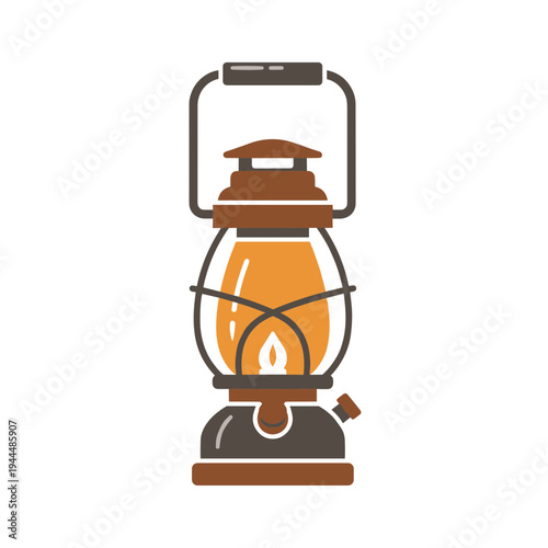 Vintage kerosene lantern with a glowing flame, perfect for camping and rustic decor