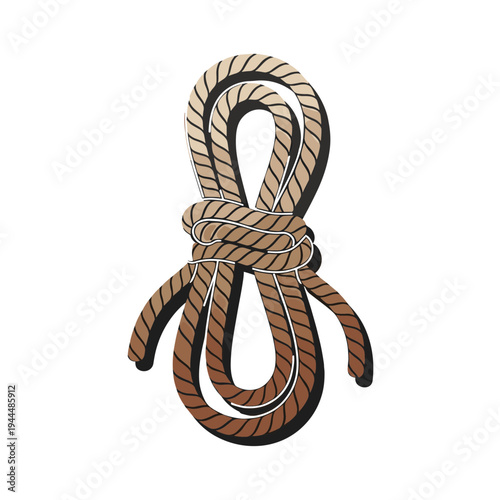 Close-up illustration of a thick, braided rope tied in a secure knot on a white background