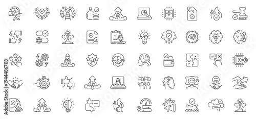Problem-solving icons set with editable line icons. linear, outline, decision symbols