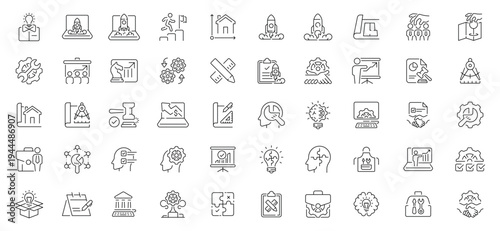 Project management icons set. editable line icons, linear style, workflow symbols