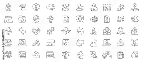 Business solutions icons set. linear, editable line icons, tech and management tools