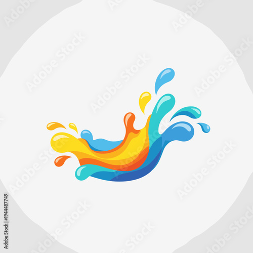 Vibrant abstract splash of colorful liquid in motion, dynamic fluid art